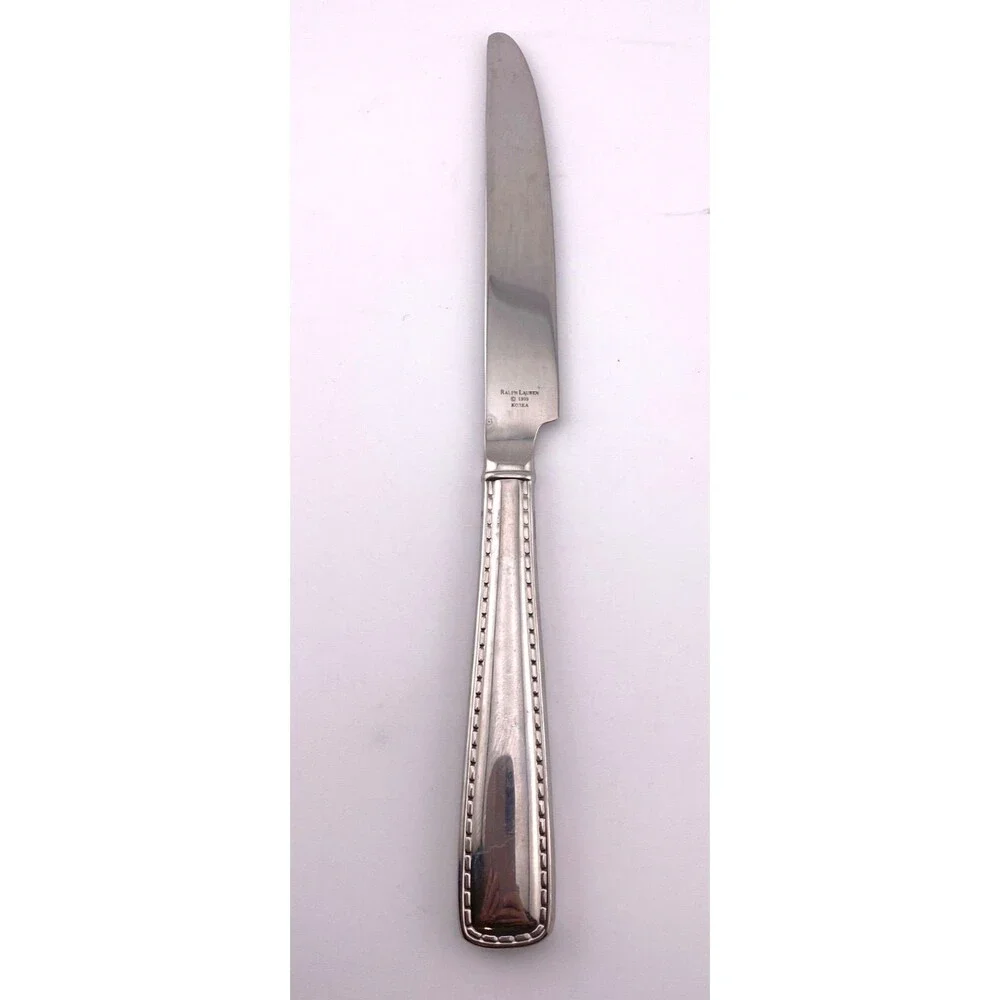 Vtg Ralph Lauren SINCLAIR 1999 Stitched Edge Silverware Flatware Butter Knife